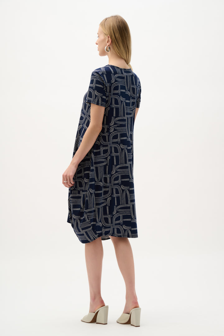 Silky Knit Geometric Print Cocoon Dress 262135