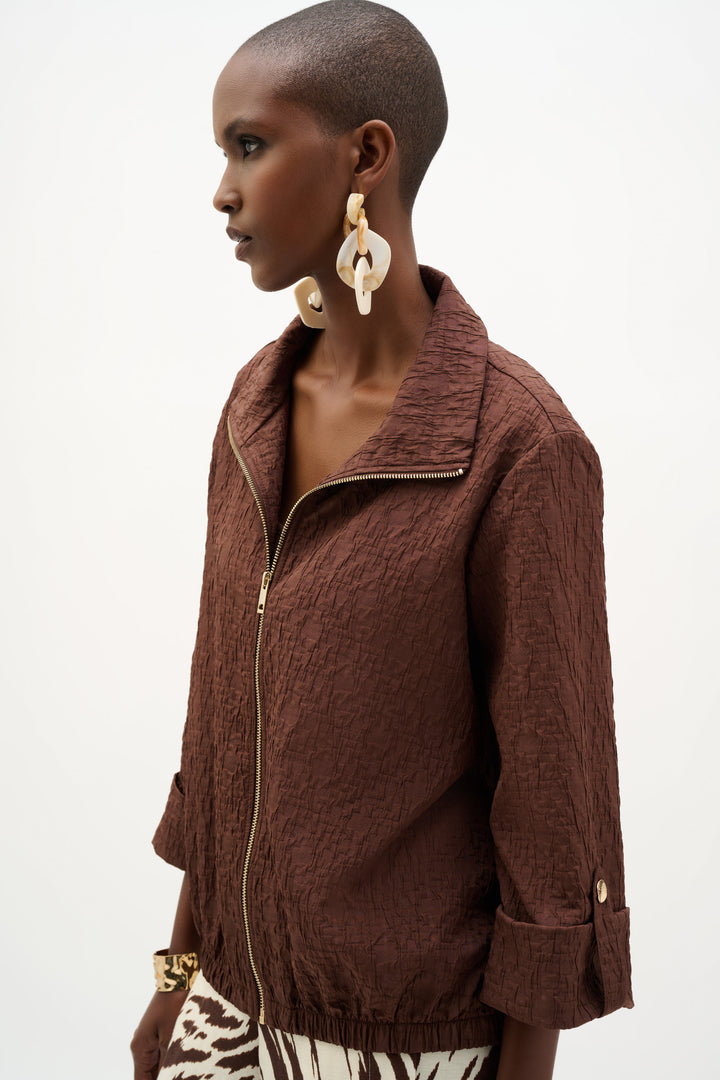 Jacquard Bomber Jacket With Funnel Collar 262138