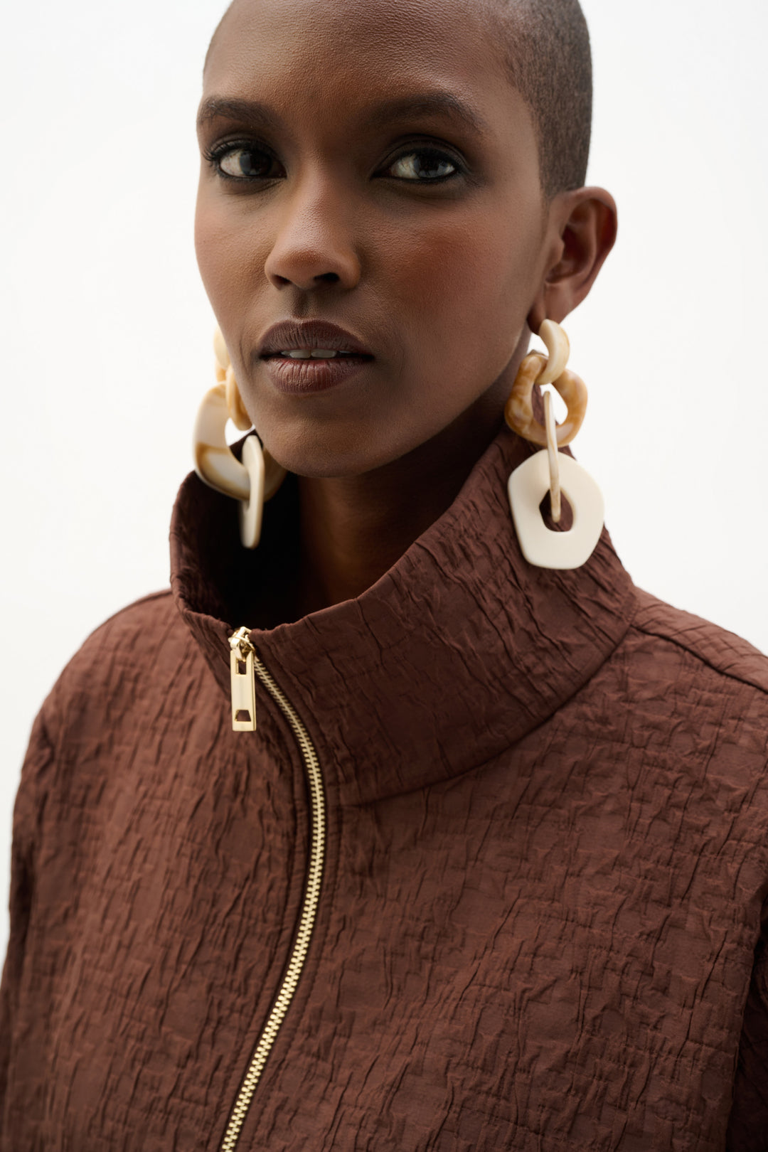 Jacquard Bomber Jacket With Funnel Collar 262138