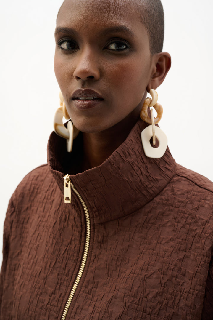 Jacquard Bomber Jacket With Funnel Collar 262138