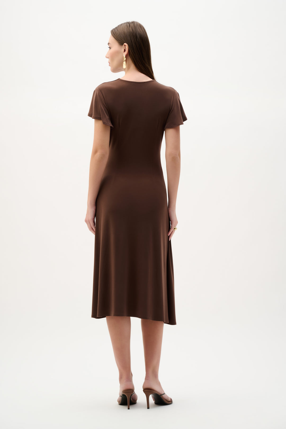 Silky Knit Wrap Dress With Ruffled Sleeves 262140