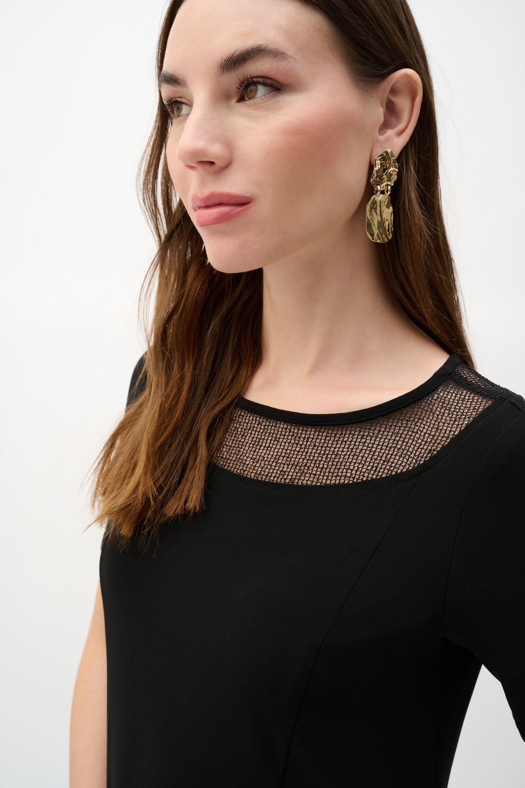 Silky Knit And Mesh A-Line Dress 262141