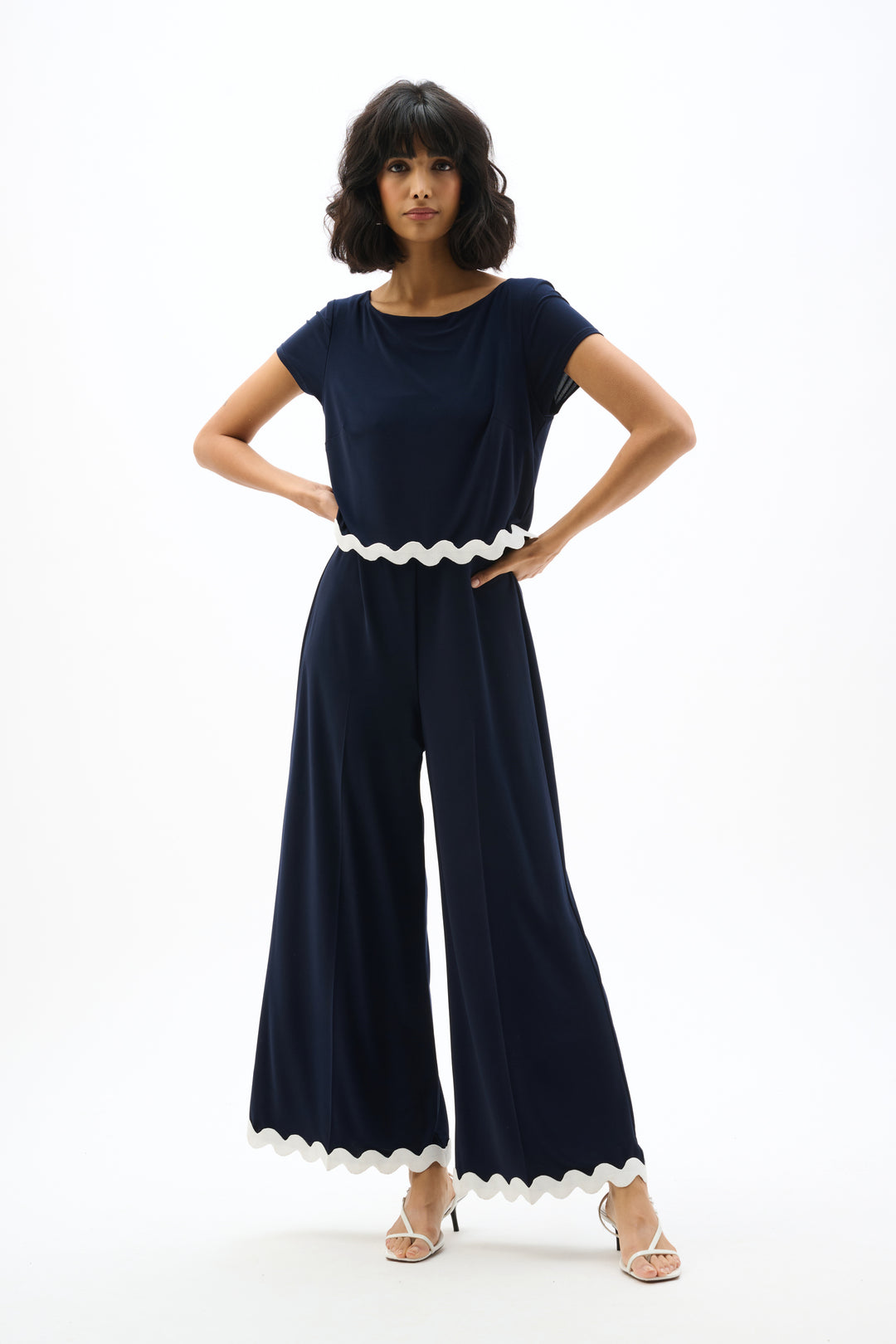 Silky Knit Culotte Jumpsuit With Contrast Trim 262144X
