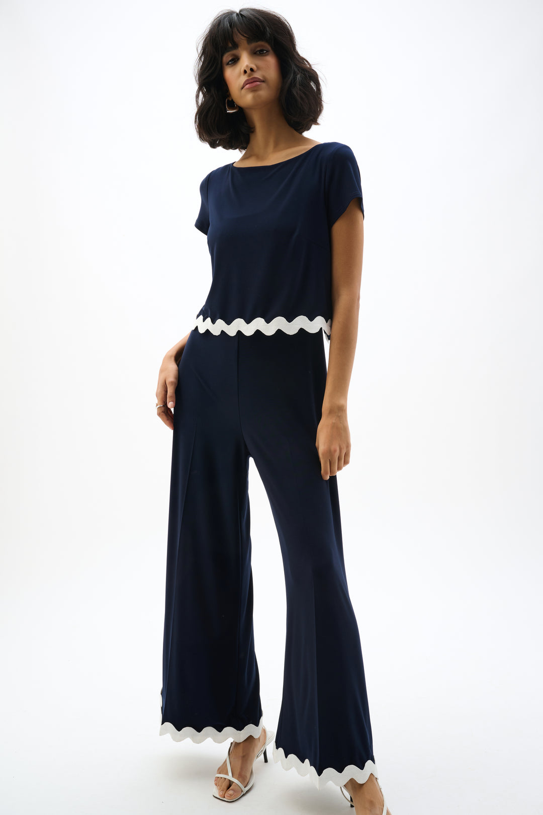 Silky Knit Culotte Jumpsuit With Contrast Trim 262144X