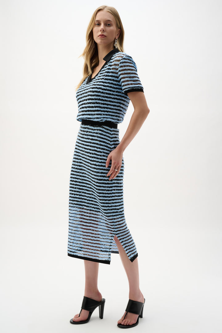 Novelty Stripe Pencil Skirt With Side Slit 262146