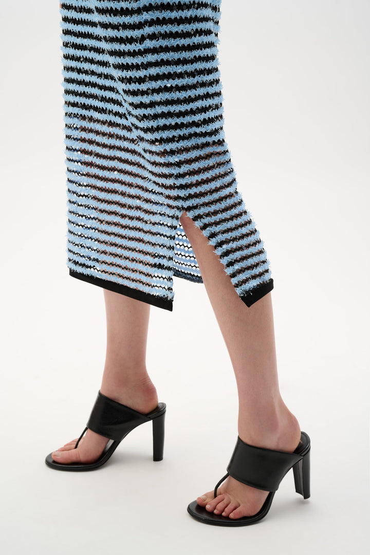 Novelty Stripe Pencil Skirt With Side Slit 262146