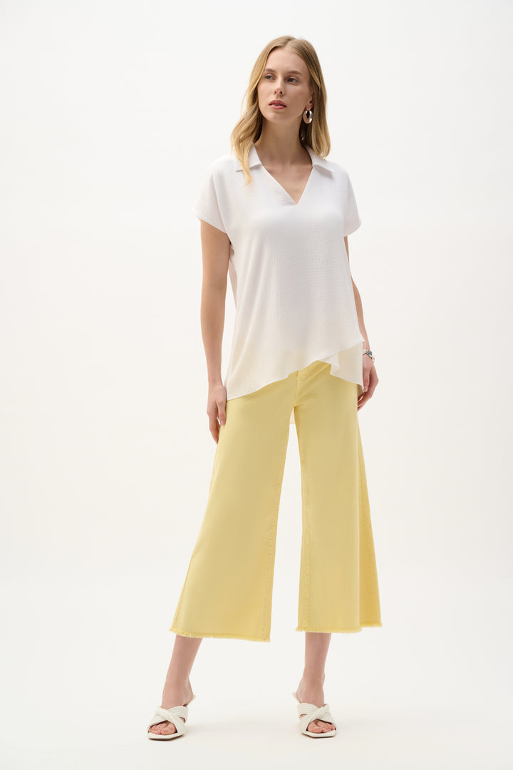 Bubble Chiffon High-Low Layered Top With Shirt Collar 262148