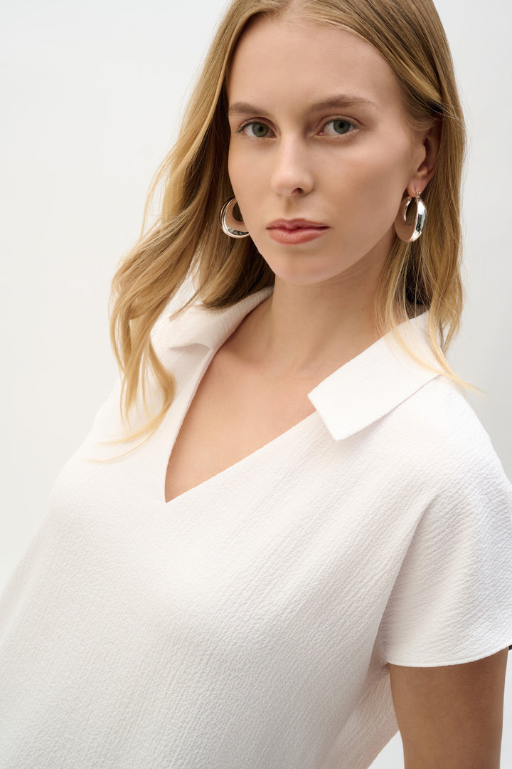 Bubble Chiffon High-Low Layered Top With Shirt Collar 262148