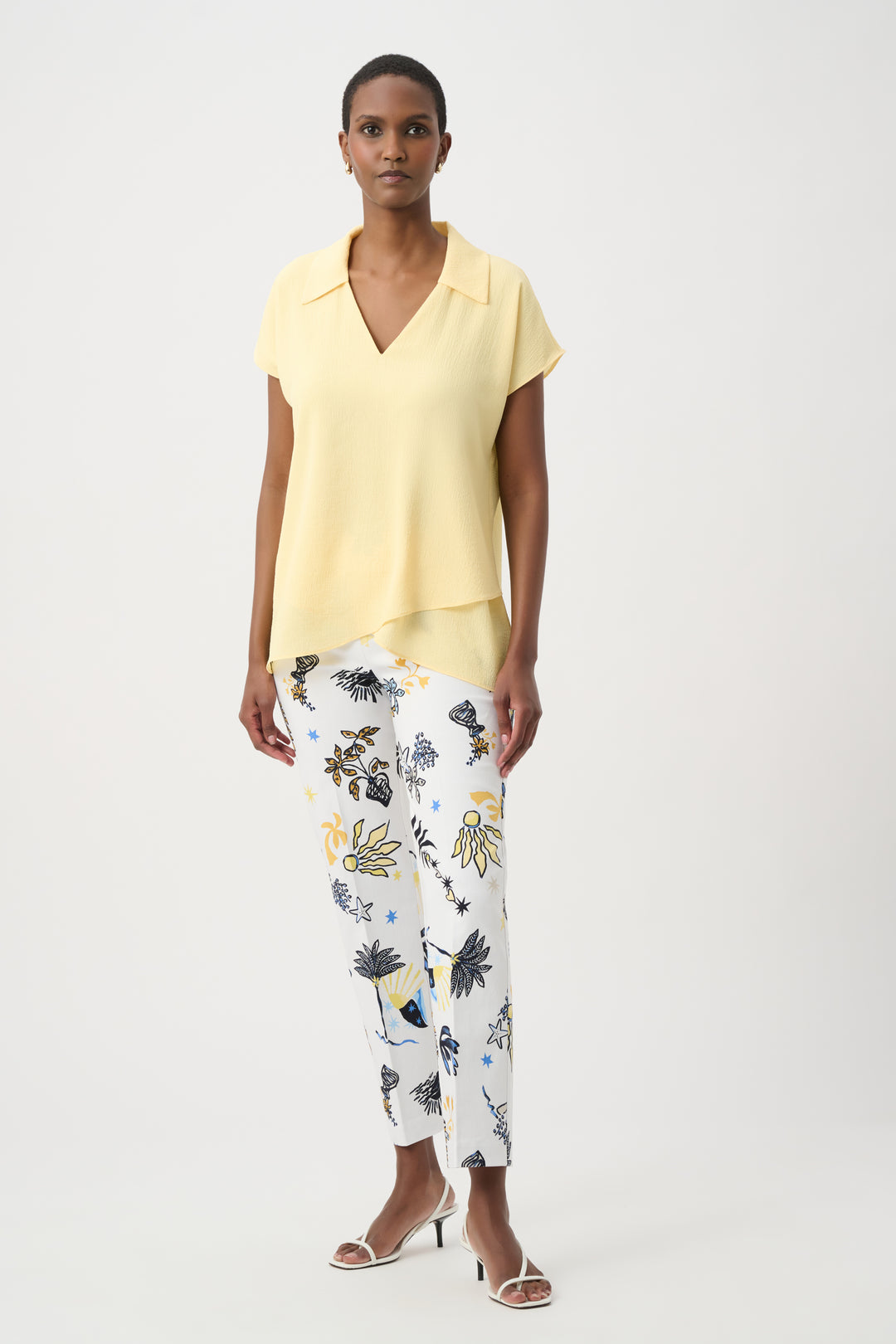 Bubble Chiffon High-Low Layered Top With Shirt Collar 262148