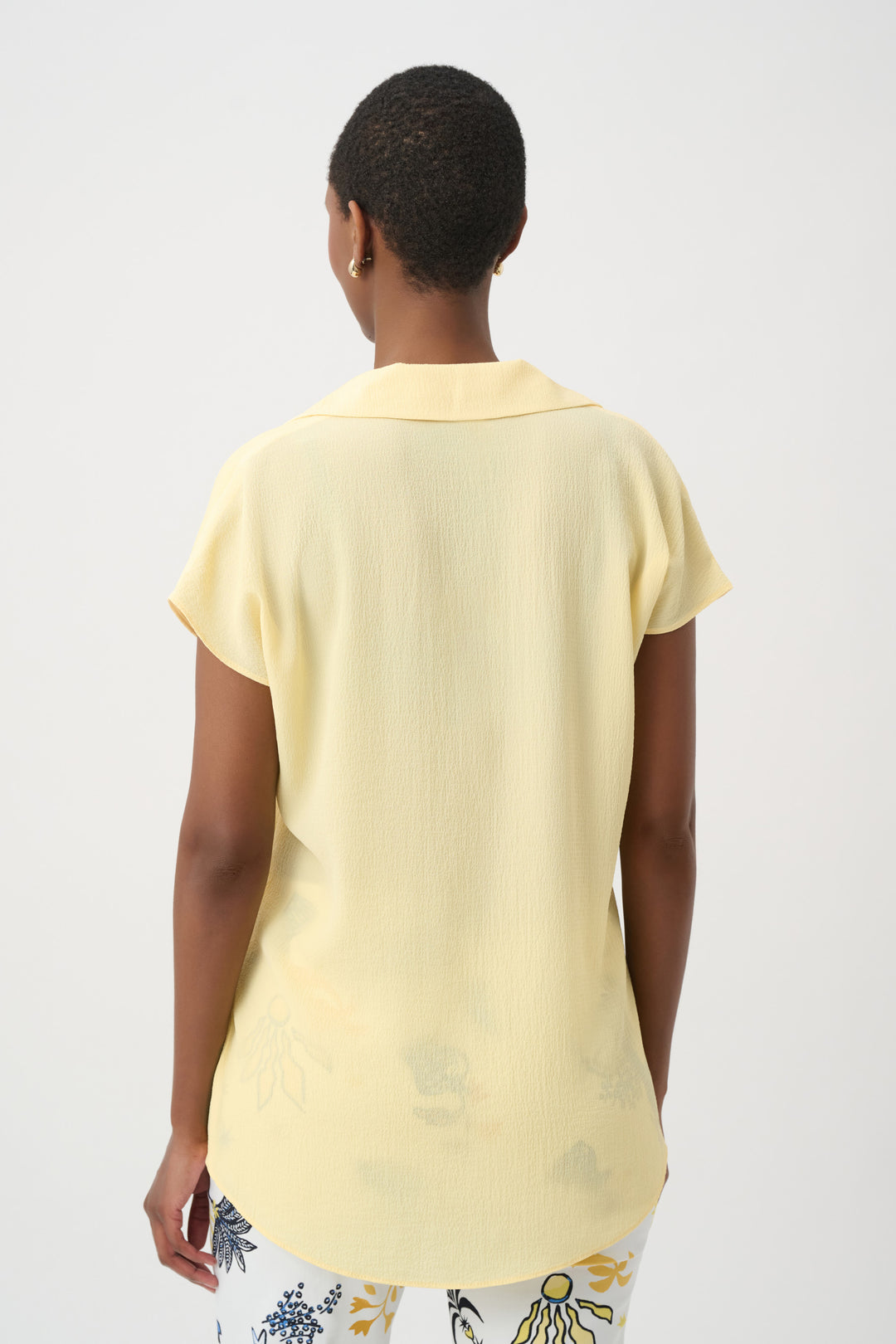 Bubble Chiffon High-Low Layered Top With Shirt Collar 262148