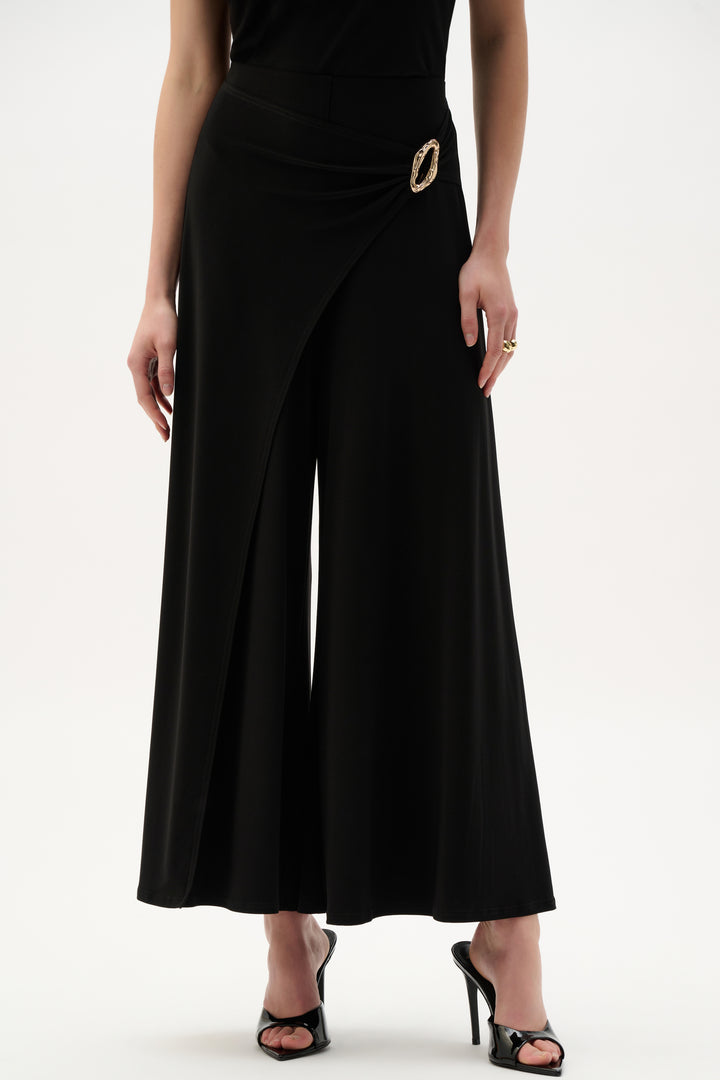 Silky Knit Culotte Pull-On Pants With Buckle Detail 262150