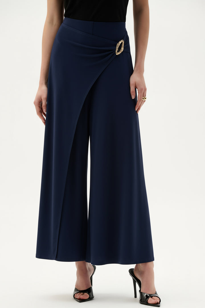 Silky Knit Culotte Pull-On Pants With Buckle Detail 262150