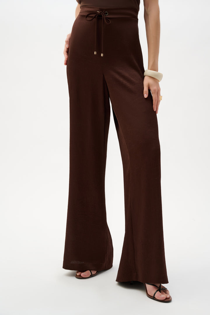 Crushed Satin Wide Leg Pull-On Pants With Drawstring 262152