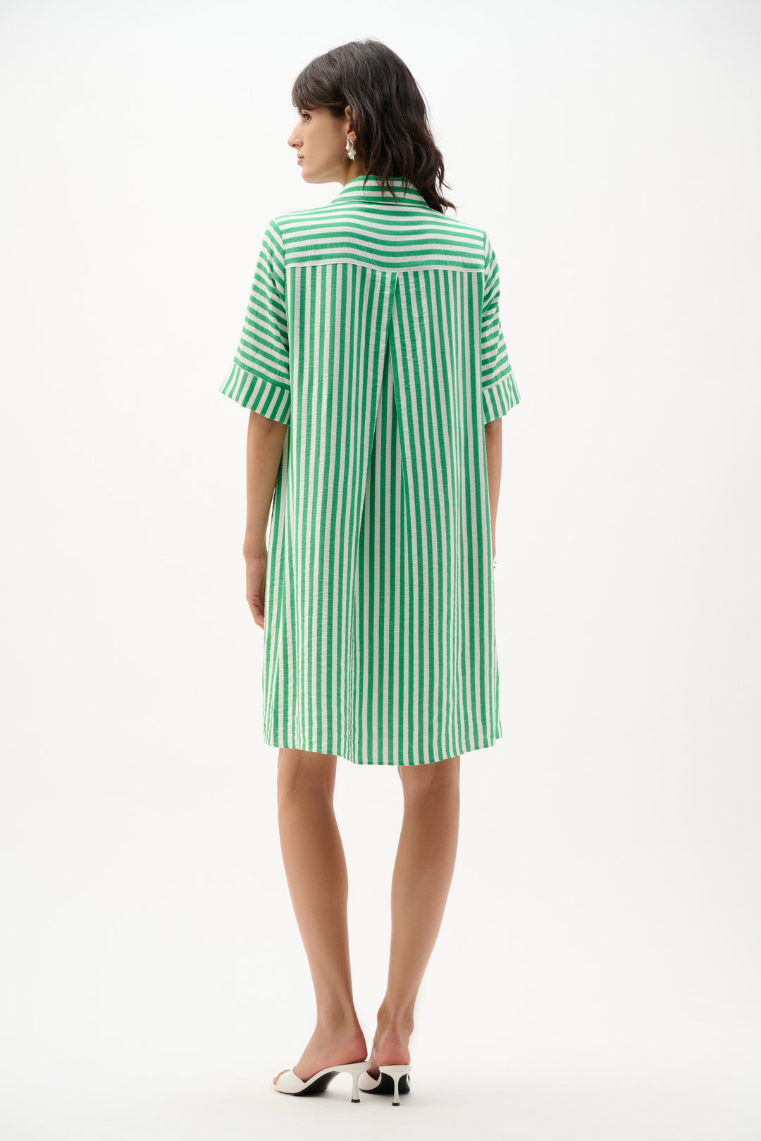 Woven Stripe Print Trapeze Dress 262175