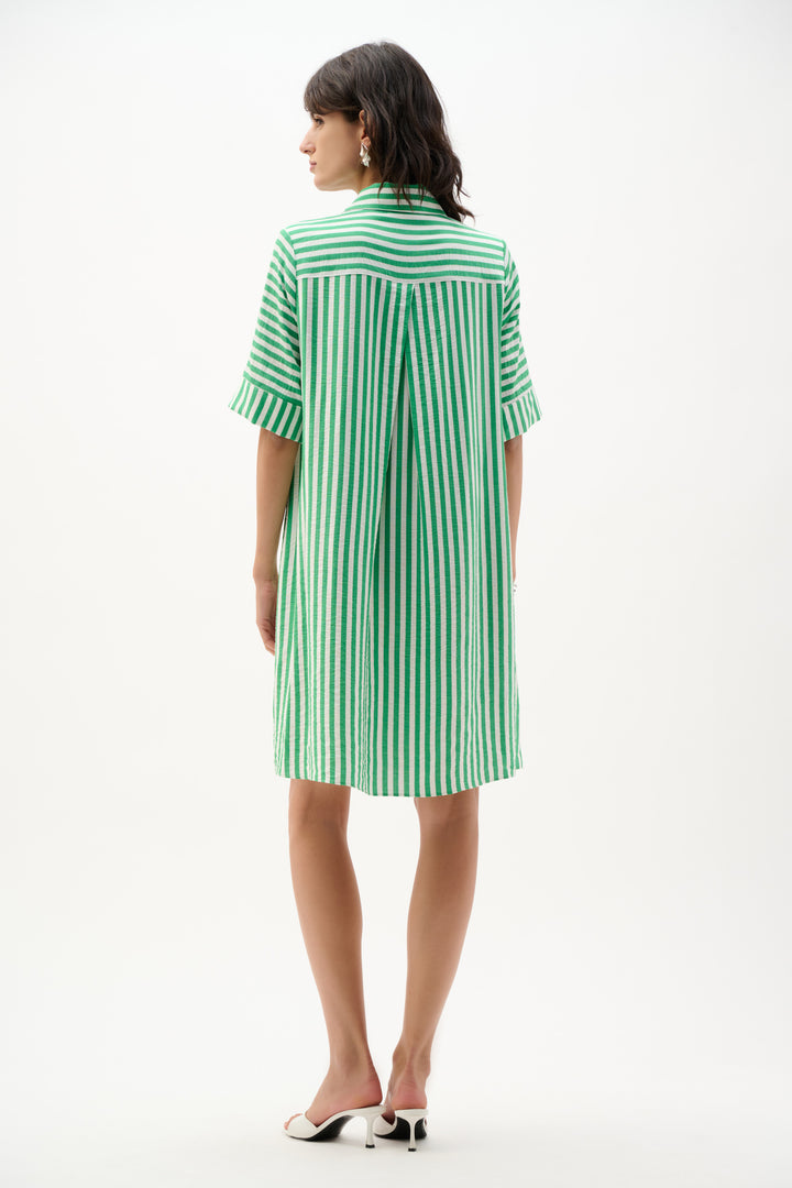 Woven Stripe Print Trapeze Dress 262175