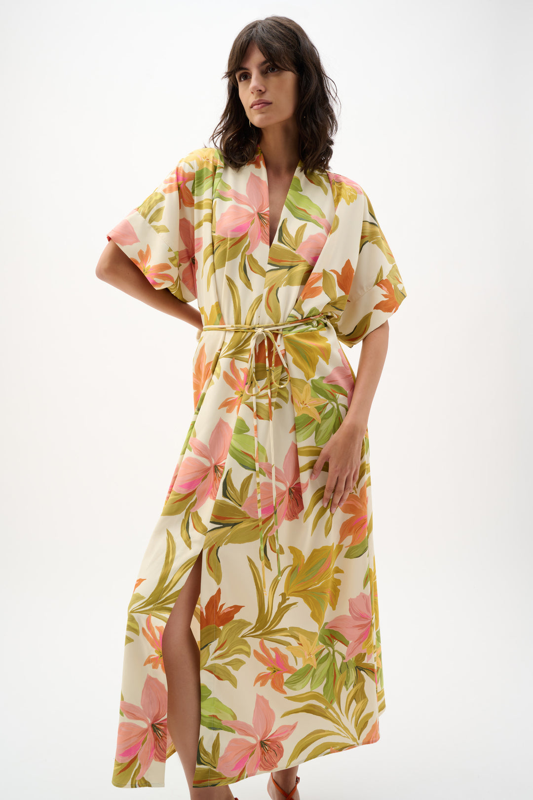 Recycled Woven Tropical Print Fit And Flare Dress 262177