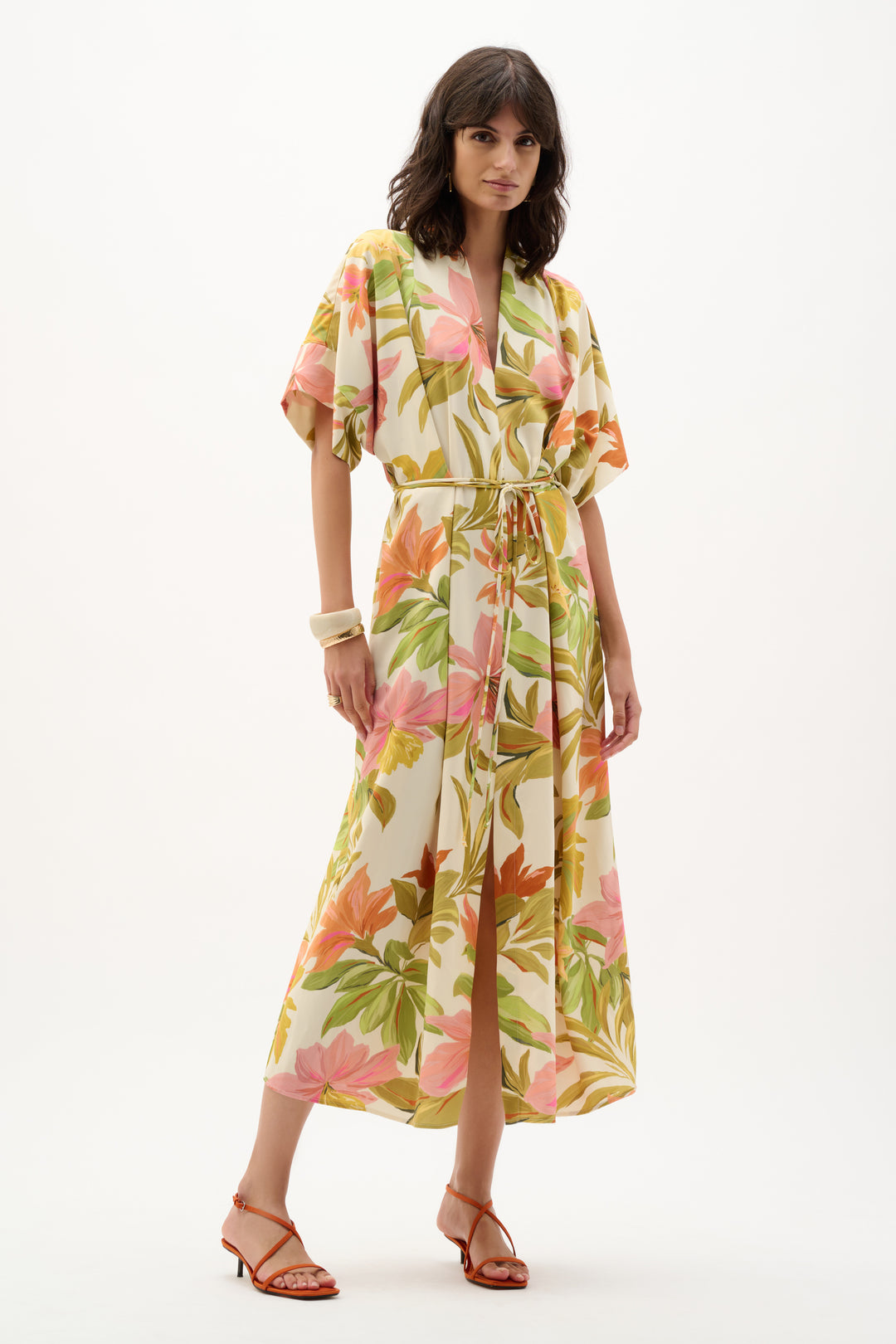 Recycled Woven Tropical Print Fit And Flare Dress 262177