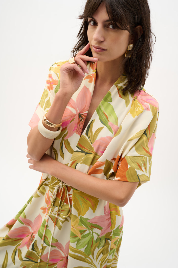 Recycled Woven Tropical Print Fit And Flare Dress 262177