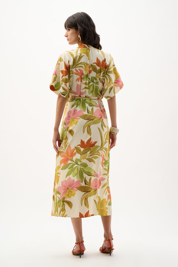 Recycled Woven Tropical Print Fit And Flare Dress 262177