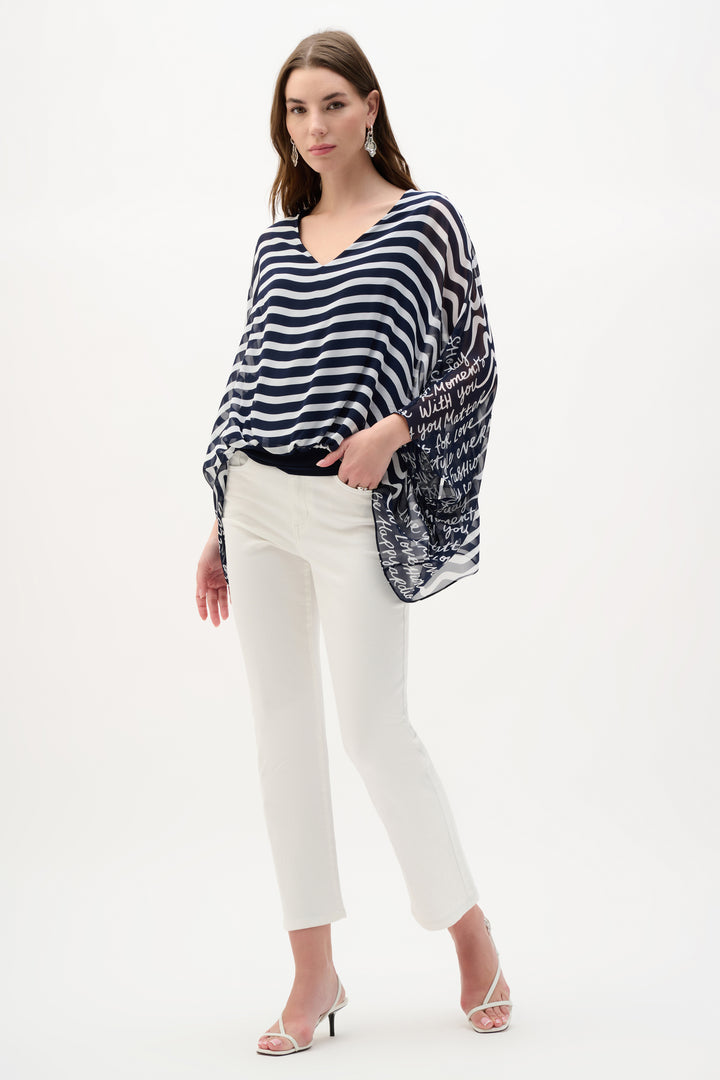 Chiffon And Silky Knit Conversational Print Poncho Top 262188