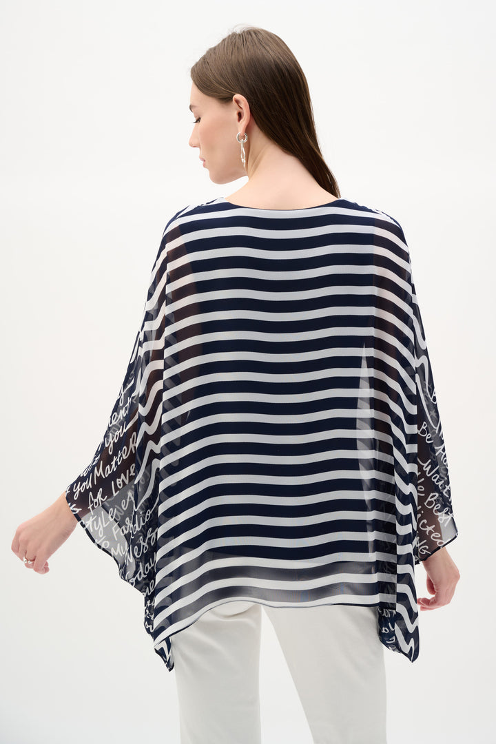 Chiffon And Silky Knit Conversational Print Poncho Top 262188