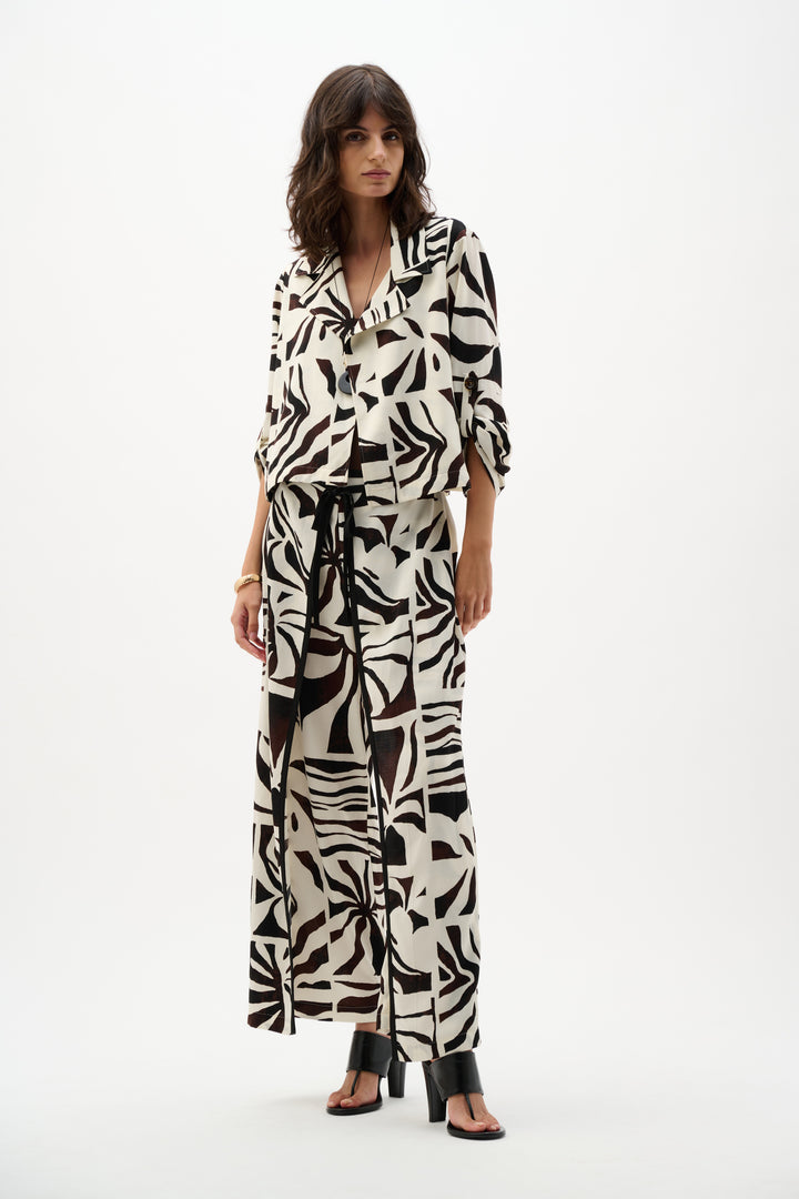 Woven Gauze Tropical Print Boxy Blazer 262193
