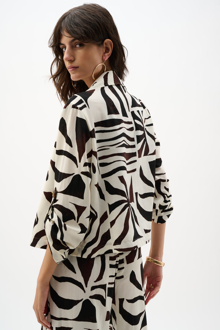 Woven Gauze Tropical Print Boxy Blazer 262193