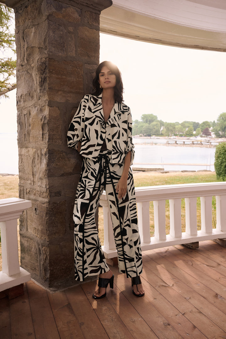 Woven Gauze Tropical Print Boxy Blazer 262193