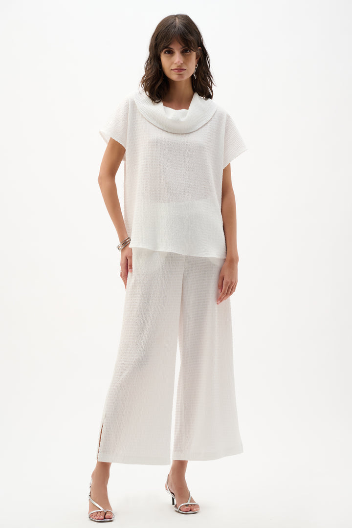 Textured Knit Cowl Collar Boxy Top 262194