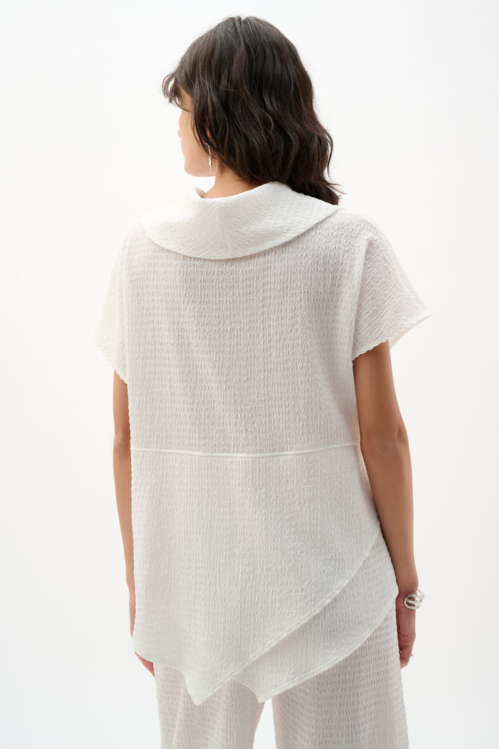 Textured Knit Cowl Collar Boxy Top 262194