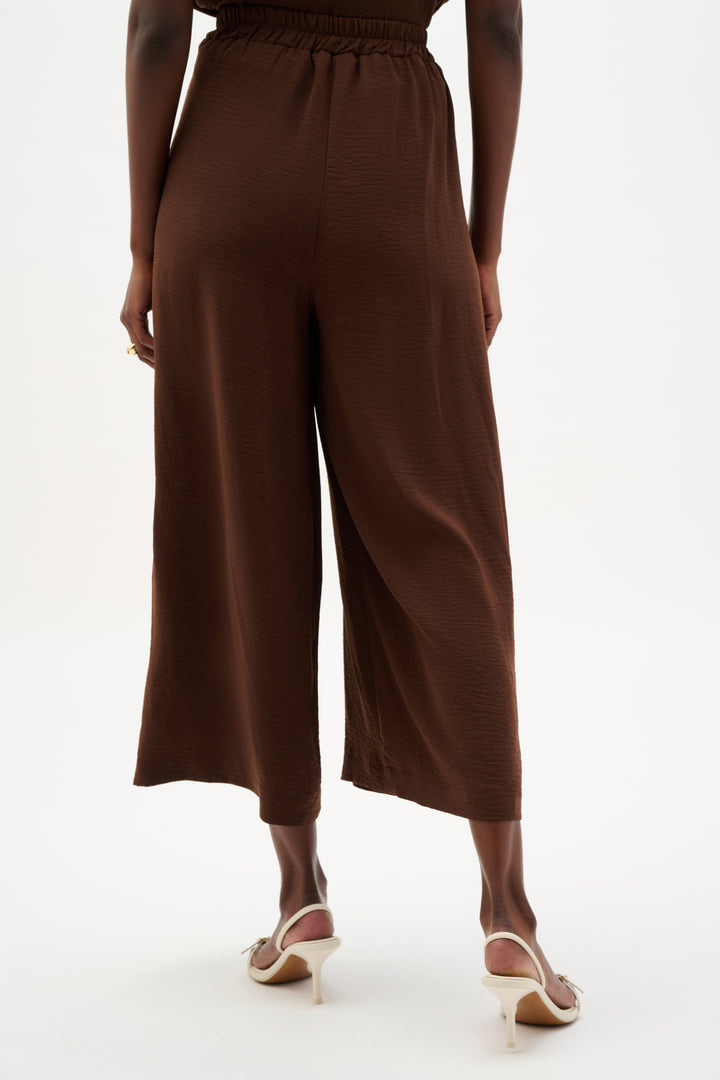 Gauze Pull-On Culotte Pants With Pleats 262196