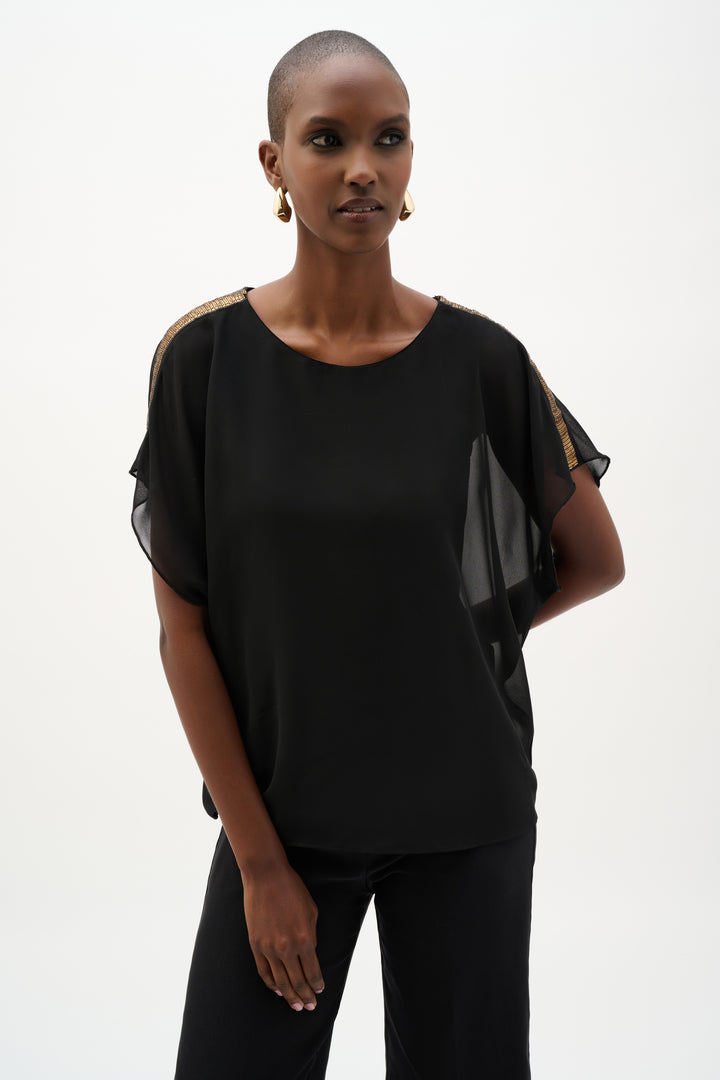 Chiffon Poncho Top With Sequin Shoulder Detail 262198