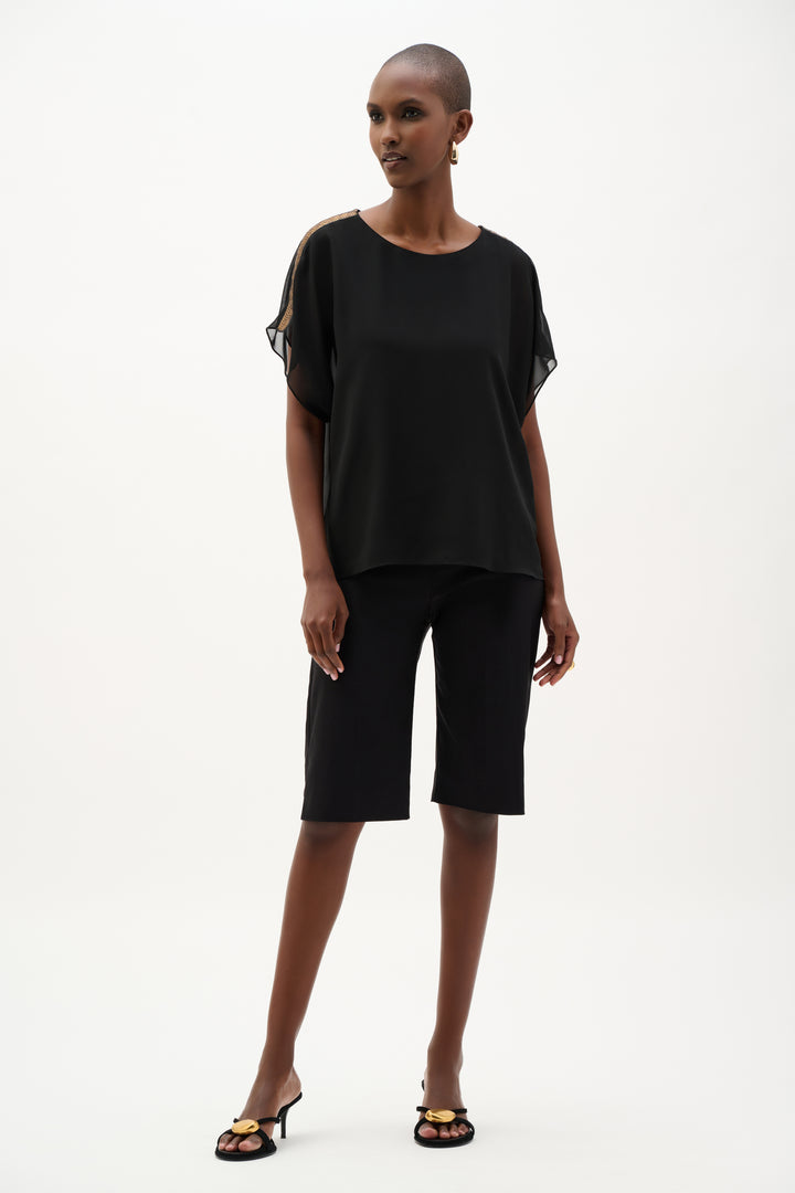 Chiffon Poncho Top With Sequin Shoulder Detail 262198