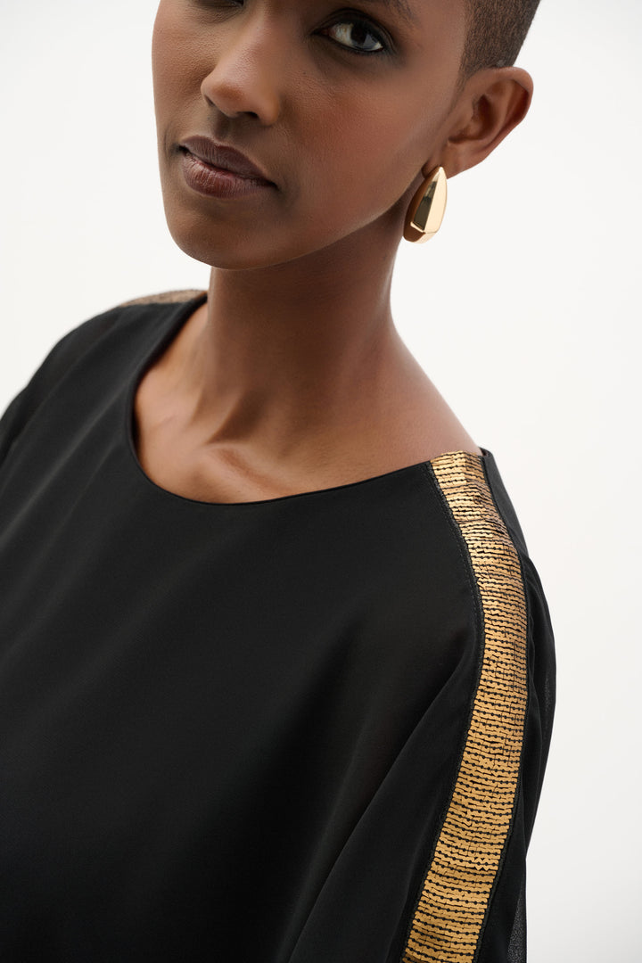 Chiffon Poncho Top With Sequin Shoulder Detail 262198