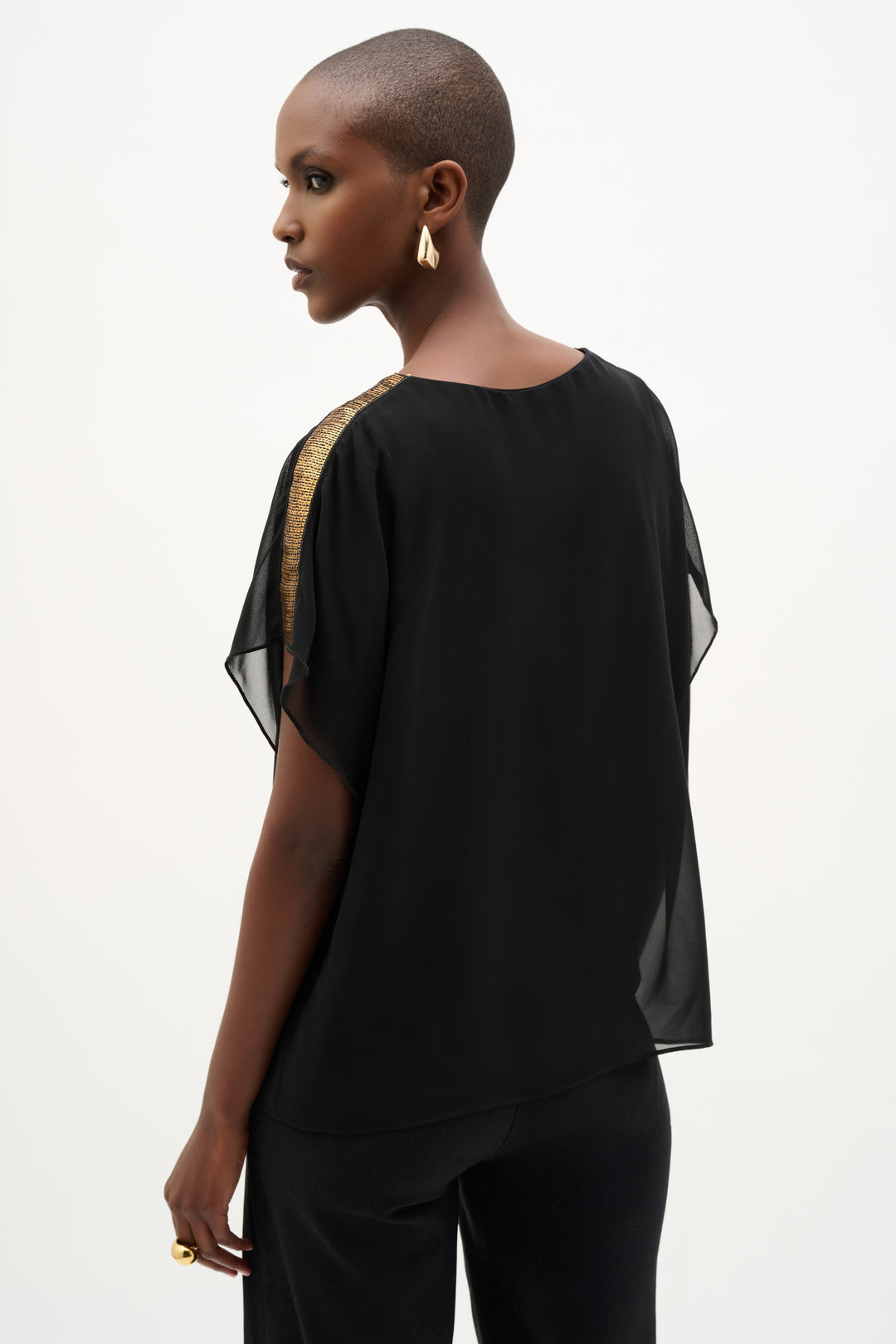 Chiffon Poncho Top With Sequin Shoulder Detail 262198