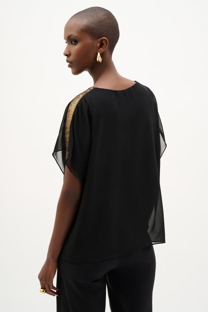 Chiffon Poncho Top With Sequin Shoulder Detail 262198