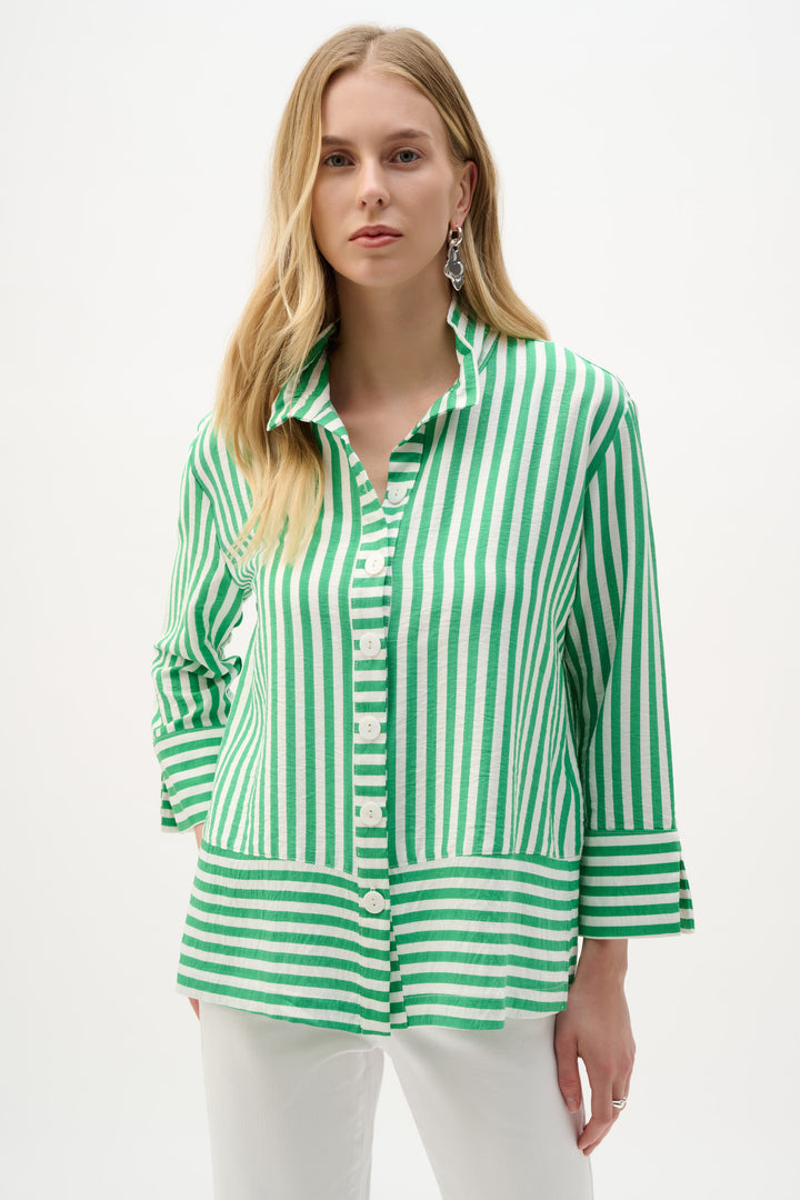 Woven Stripe Print Straight Jacket 262212