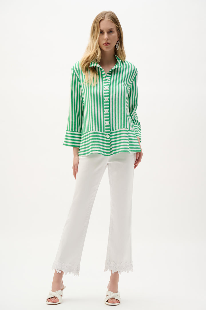 Woven Stripe Print Straight Jacket 262212