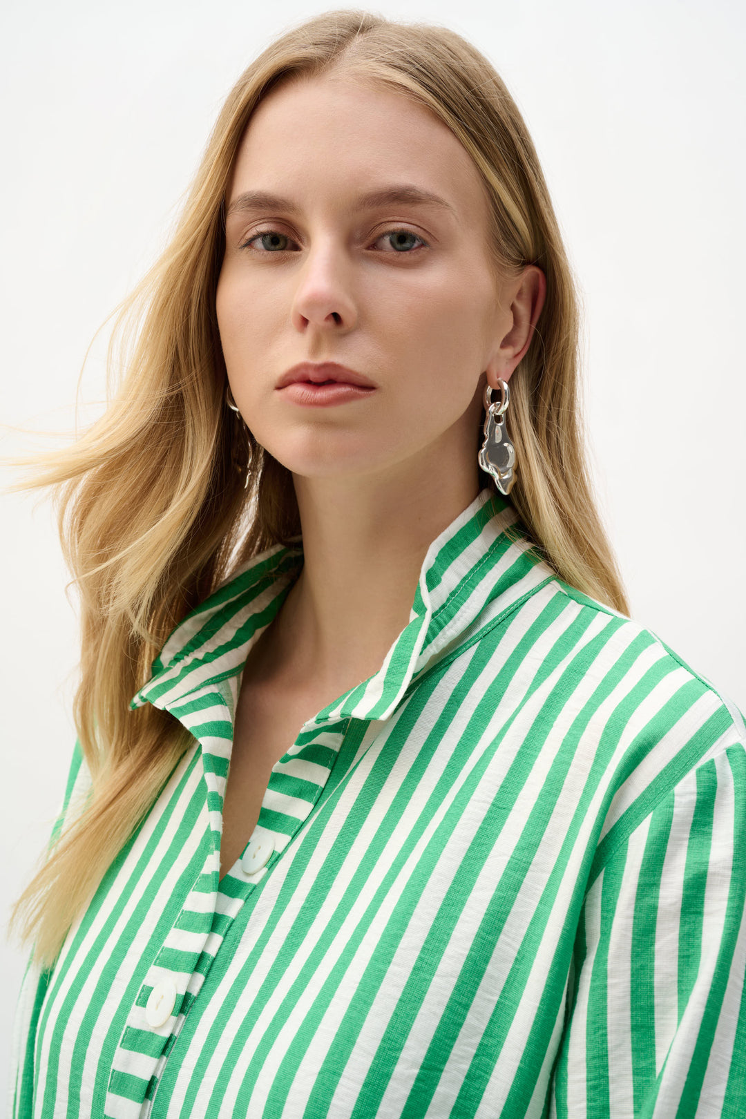 Woven Stripe Print Straight Jacket 262212