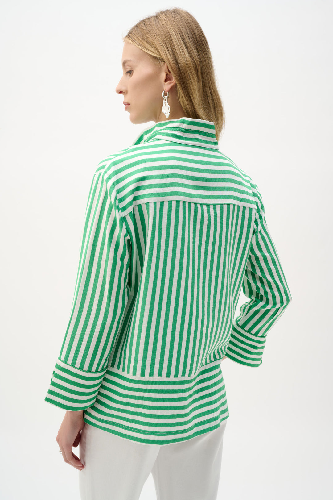 Woven Stripe Print Straight Jacket 262212