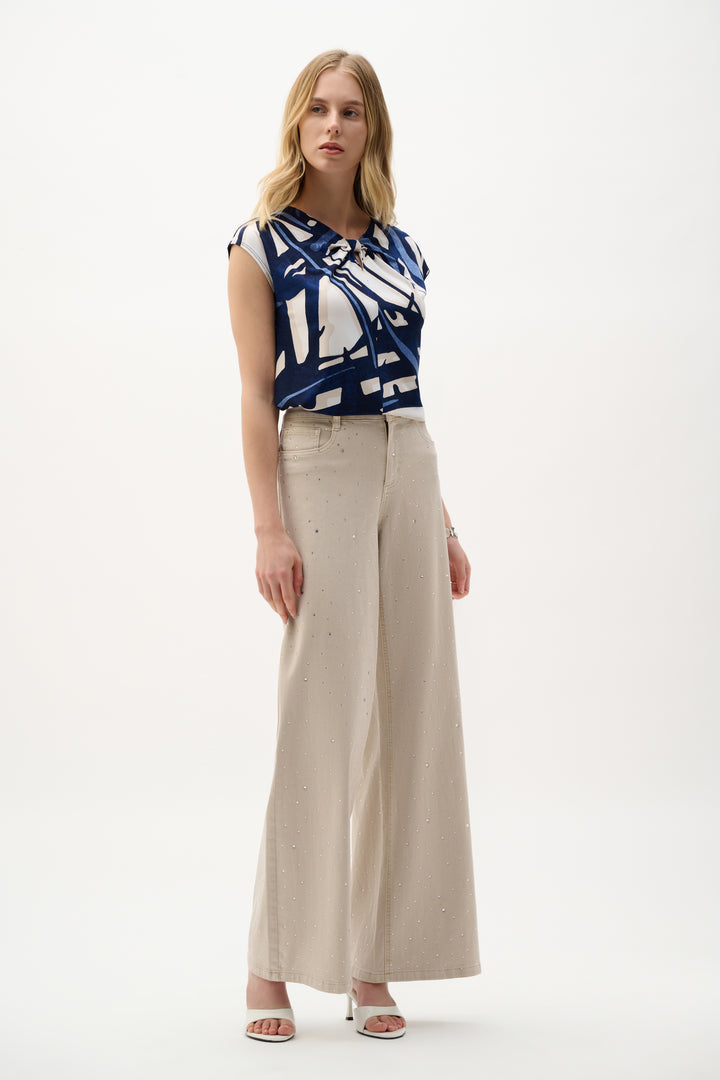 Silky Knit Abstract Print Fitted Top 262216