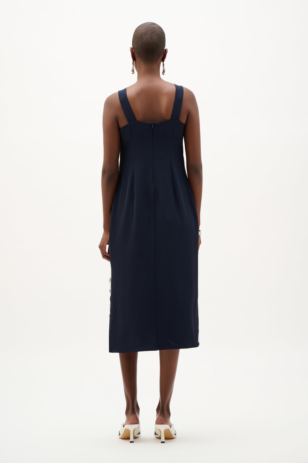 Woven Twill Straight Dress With Contras Trim 262230