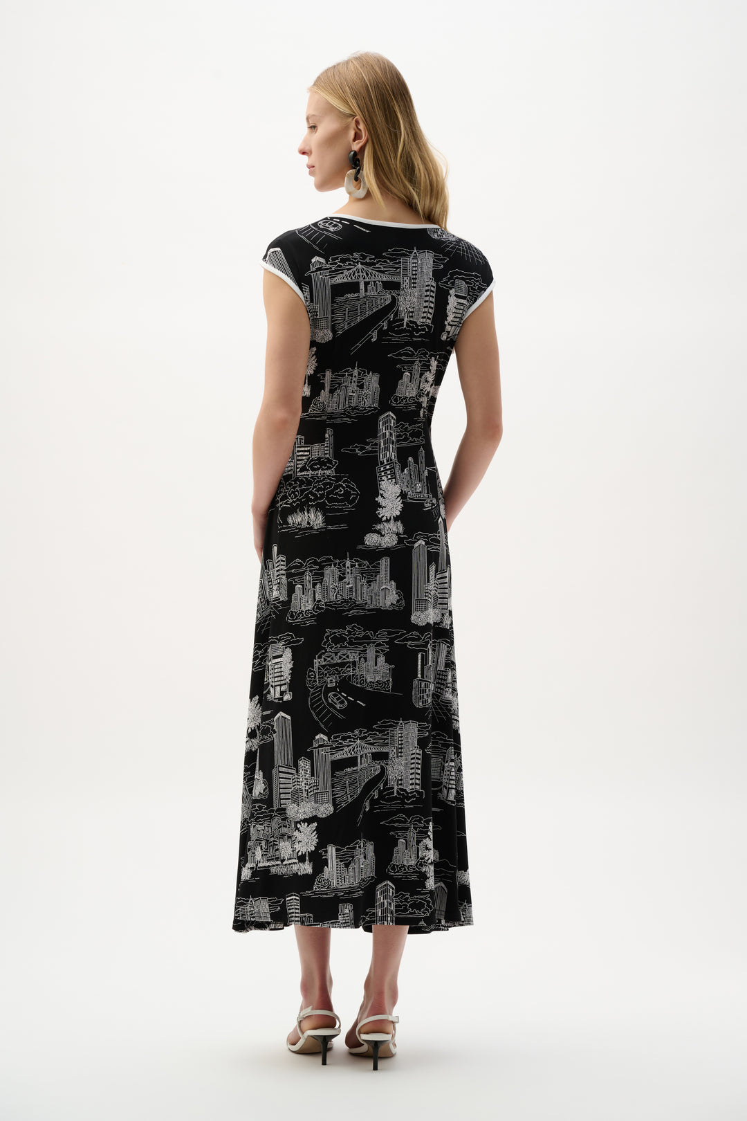 Silky Knit Conversational Print Fit And Flare Dress 262237