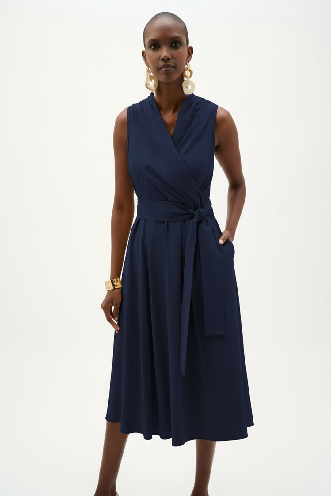 Stretch Poplin Fit And Flare Dress 262244