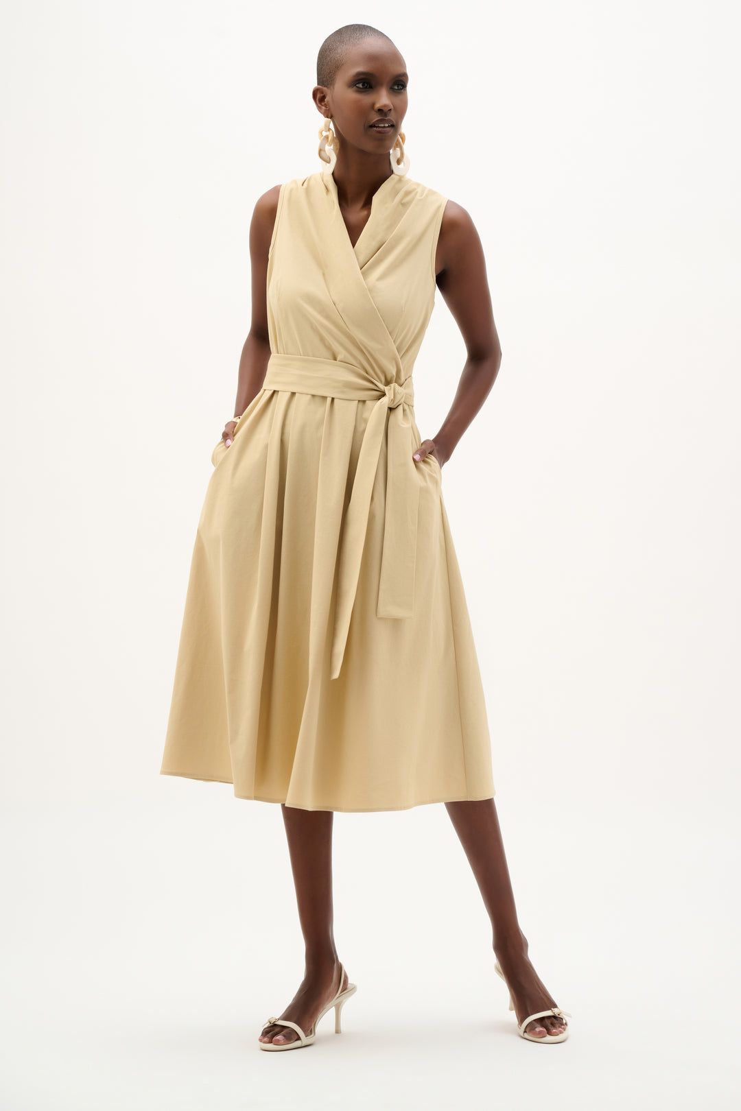 Stretch Poplin Fit And Flare Dress 262244