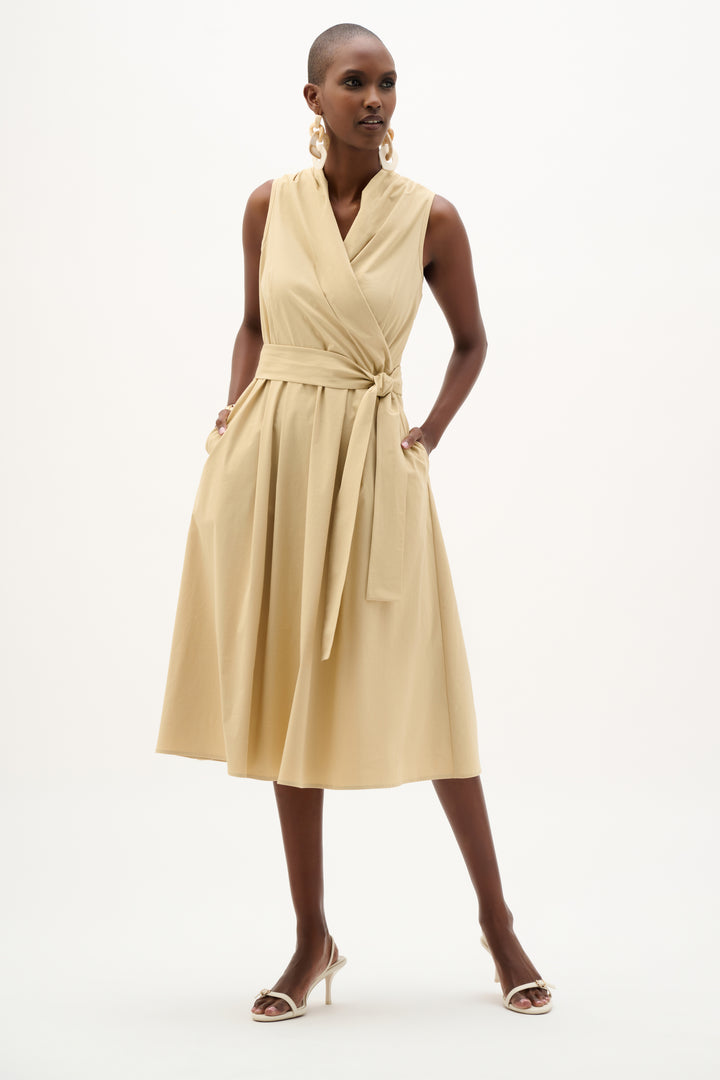 Stretch Poplin Fit And Flare Dress 262244