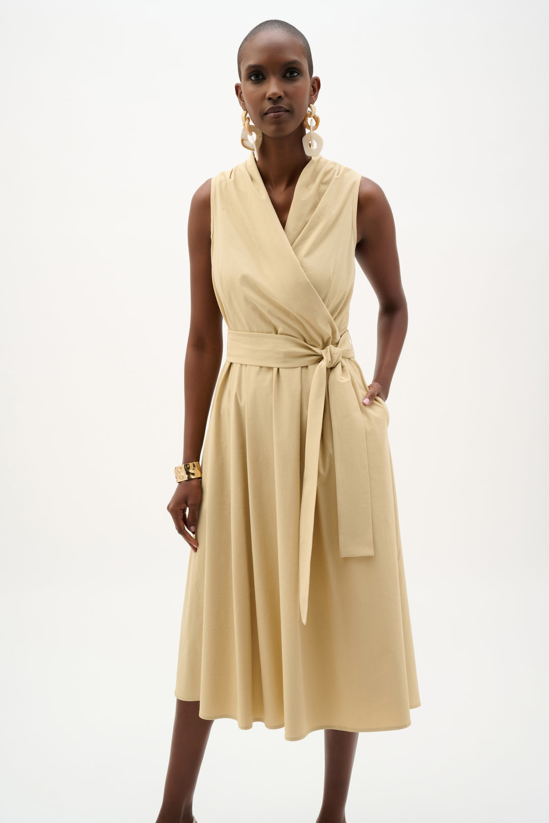 Stretch Poplin Fit And Flare Dress 262244