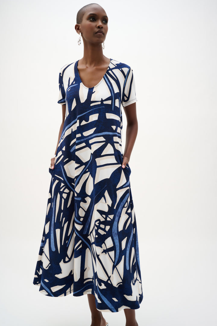 Silky Knit Abstract Print Trapeze Dress 262245