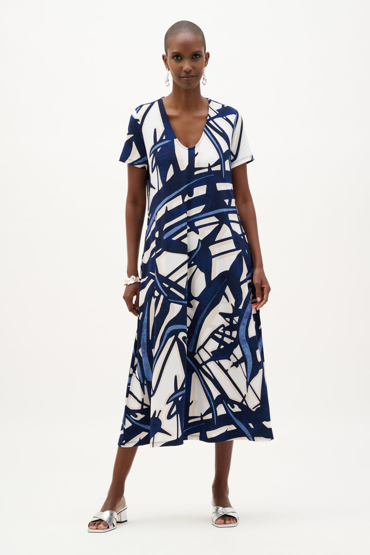Silky Knit Abstract Print Trapeze Dress 262245