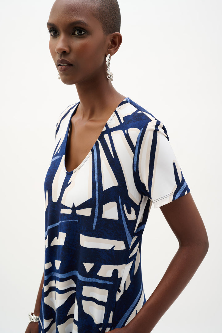 Silky Knit Abstract Print Trapeze Dress 262245